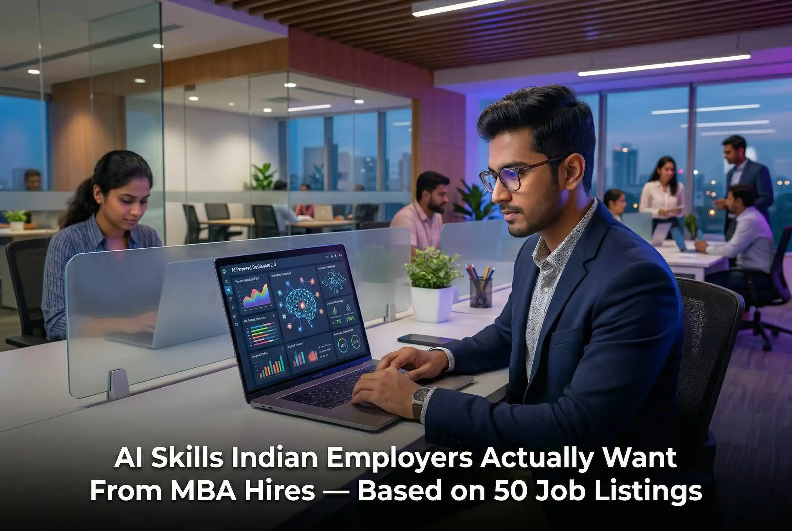 AI skills for MBA hires as demanded by Indian employers in a modern office setting.
